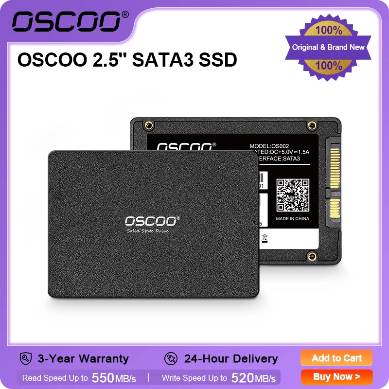 OSCOO SSD hitam 120GB 240GB 2.5 inci Solid State Drive 3D TLC NAND Flash SATA3.0 SSD untuk Laptop & Desktop harga grosir pabrik