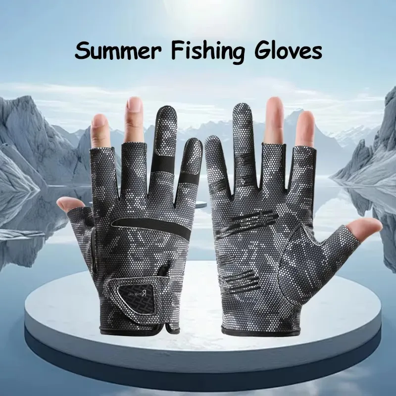 Fishing Gloves Breathable Cycling Men Women Non-Slip Gloves Summer Roll Fishing Bait Camouflage UV protection Lure Fishing Glove