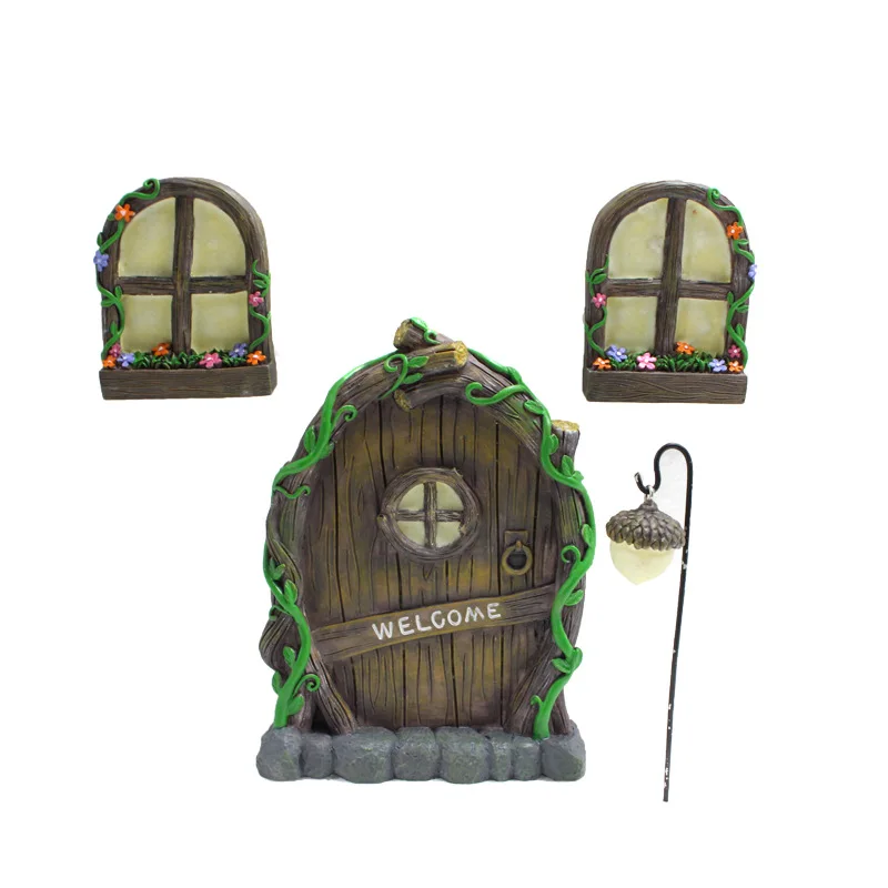 Classic cross-border cartoon fairy tale luminous house window set courtyard garden decoration resin crafts pendant