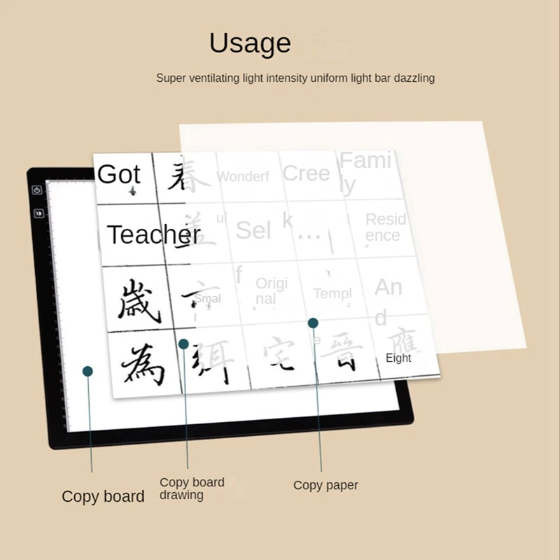 Светодиодная копировальная доска с питанием от батареи A3 и подставкой, портативная светодиодная доска идеально подходит для копирования, каллиграфии