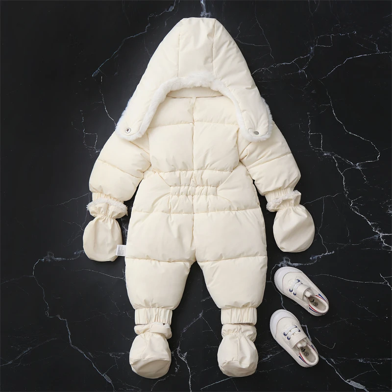 Newborn Baby Snowsuit 2025 Winter New Thicken Infant Oneies Suit Include Hat, Gloves, Foot cover Warm Children Set 0-18Months