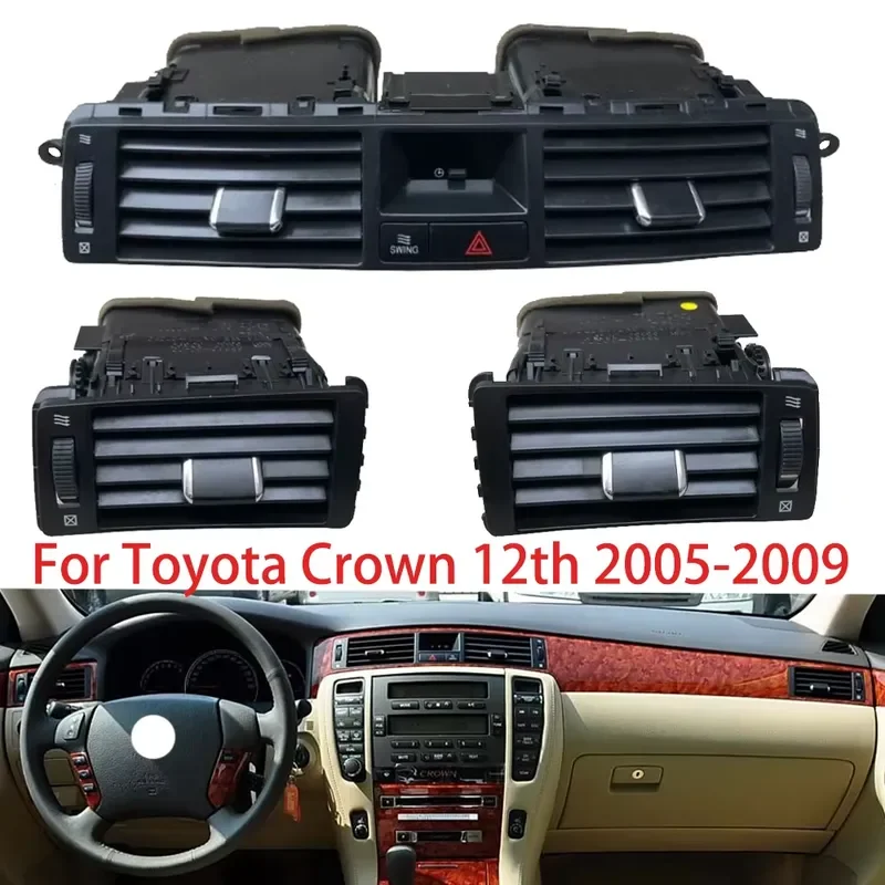 For Crown 12th 2005-2009 Dashboard Air Vent Frame AC Outlet Grille Nozzle Trim Cover Interior Accessories Black