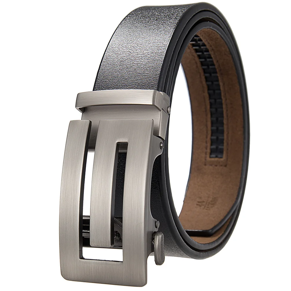 

Men Leather Belt Metal Automatic Buckle Brand High Quality Luxury Belts for Men Famous Work Business Cowskin Strap mens belt