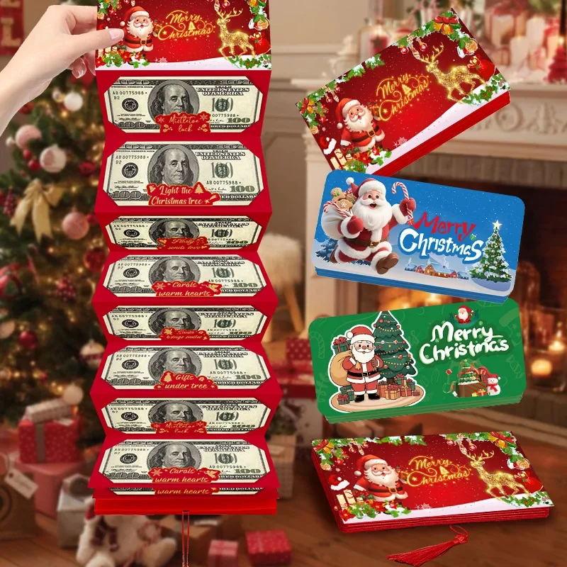 Christmas Gift Bags Red Envelope 10 Card Position Cash Wallet Gift Card Christmas Surprise Xmas Party Greeting Card Money Box