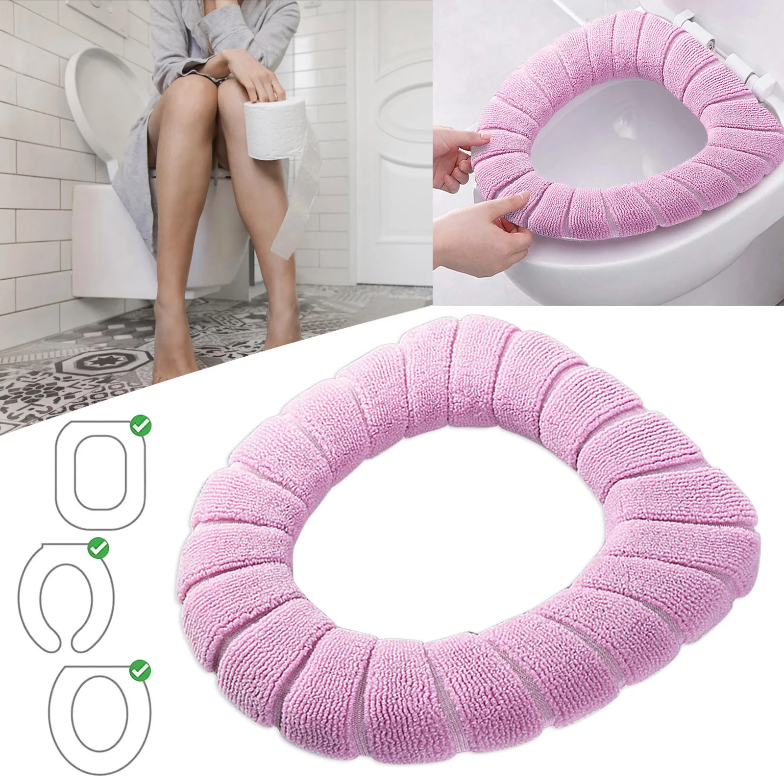 Hot Sale 4 Seasons Universal Soft Toilet Mat for Bathroom Counter, Washable Cover Pad, Thickened and Warm Mat, Stretchable Fan