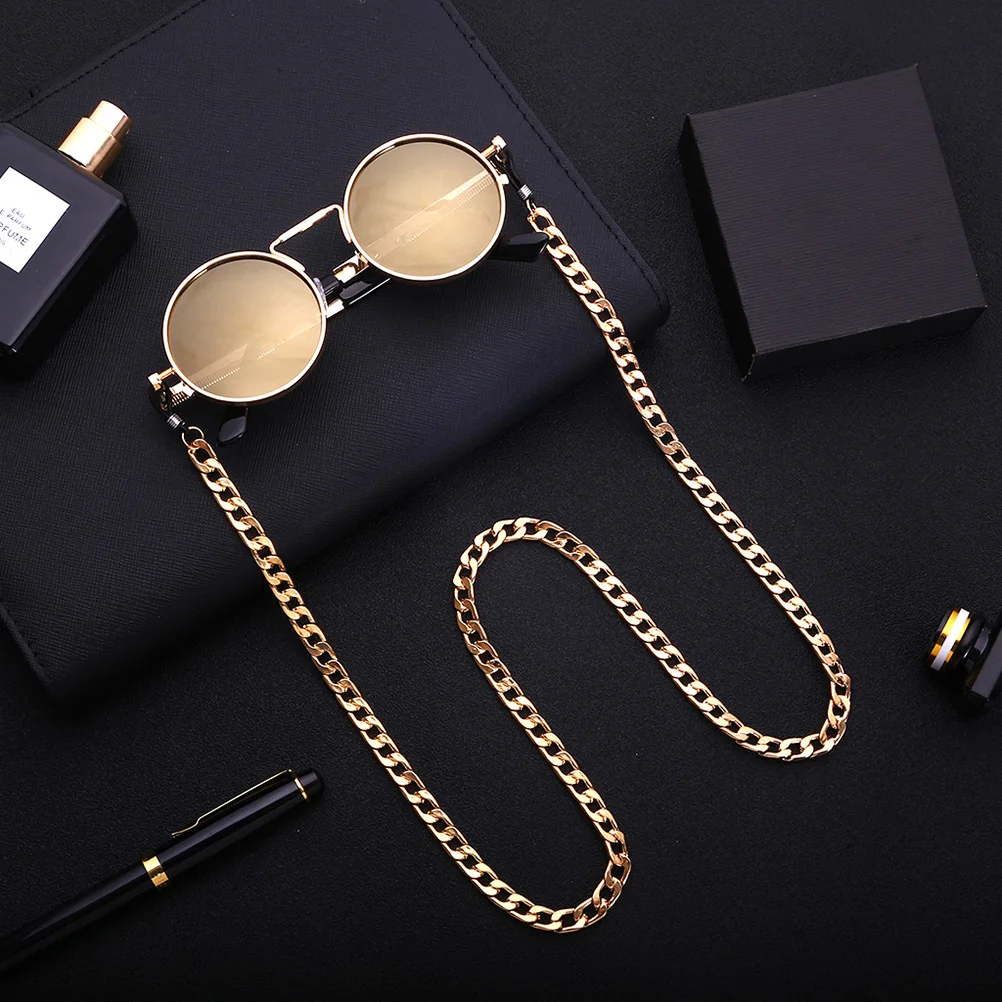 

Golden Eyeglass Chain Hip-Hop Style Eyeglasses Strap Neck Holder Anti-Skid Sunglasses Chain Eyewear Retainer for Men Running