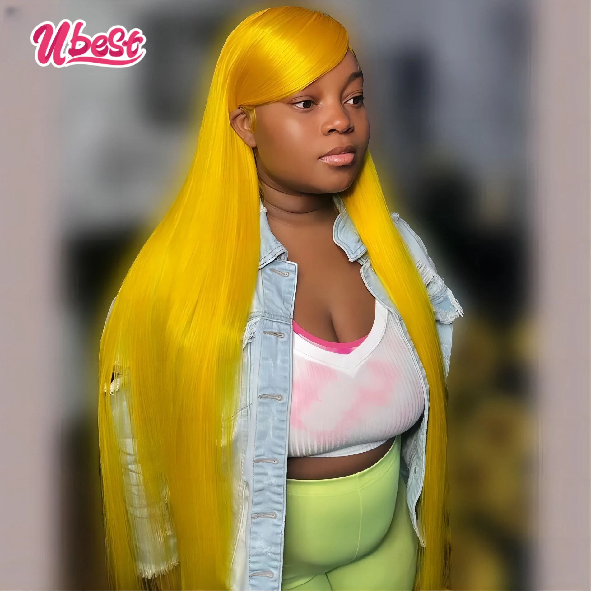 

Highlight Straight Lace Front Human Hair Wigs 180 Density yellow Colored 13x4 Transparent Lace Frontal Wigs Pre Plucked Remy Wig