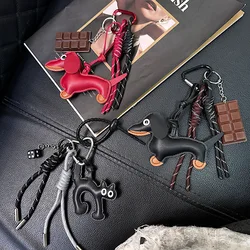 Vintage Brown Autumn And Winter Leather Sausage Dog Chocolate Suitable For Mobile Phone Bags Keychains Mens And Womens Pendants