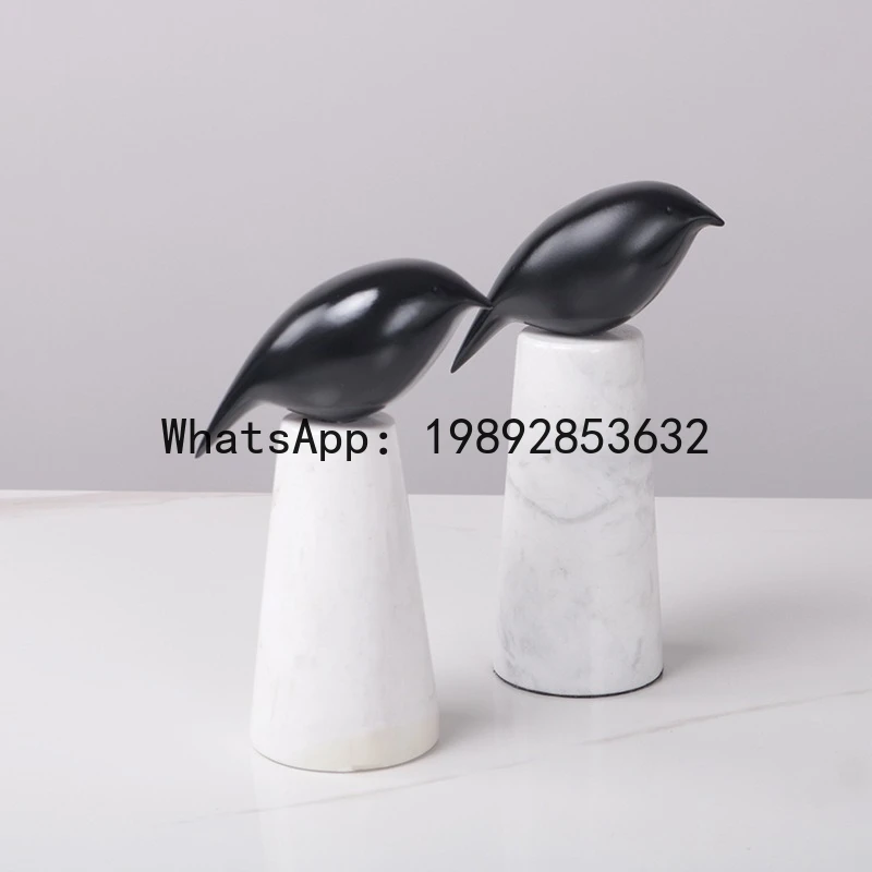 

Abstract Animal Sculpture Black Bird Ornaments Marble Statue Geometric Tray Fruit Platter Swallow Home Decoration Accessories