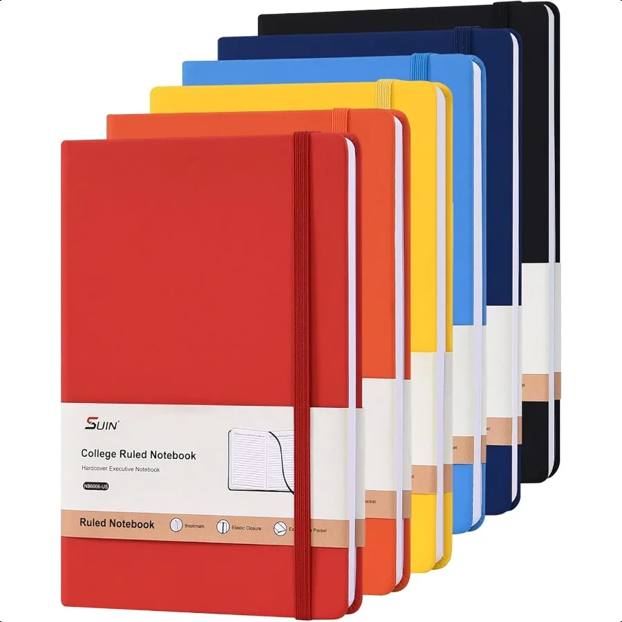 Capa duraJournalNotebooks 6 pacotes A5 forrado diários caderno para escrever 200 páginas 8,2 x 5,5 polegadas 6 cores clássico governado notebo