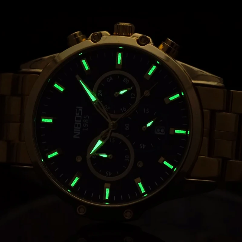 NIBOSI nuovissimo orologio sportivo al quarzo da uomo in acciaio inossidabile impermeabile cronografo luminoso orologio da polso da uomo Relogio Masculino