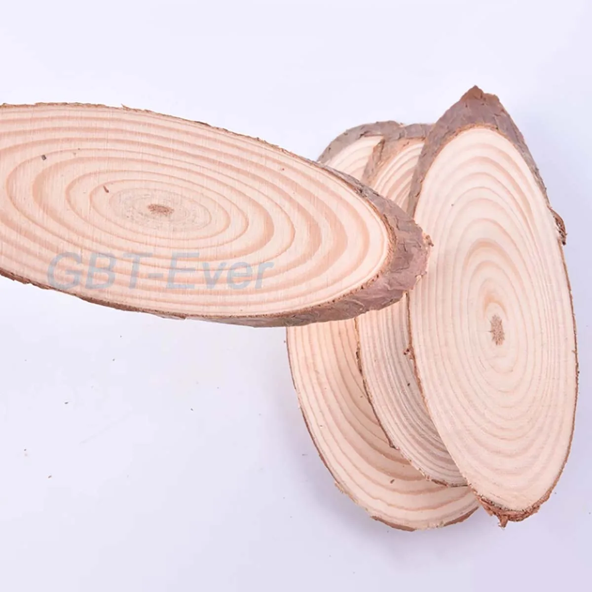 1Pcs Small Natural Oval Wood Slices Pine Tree Bark Log Discs DIY Crafts Wedding Party Painting Decor Width 4-11cm Length 13-30cm