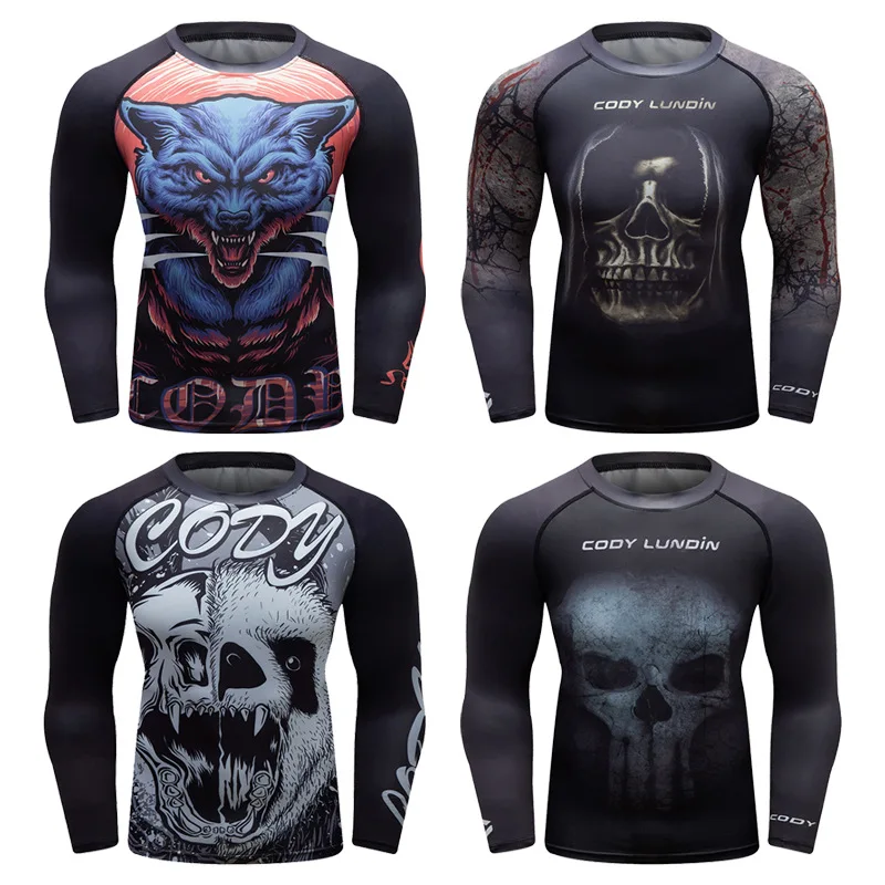 

MMA Compression Shirt Men Long Sleeve Sport T Shirt Quick Dry Fit Gym Fitness Workout Training Sweatshirt Jogging Running Shirts