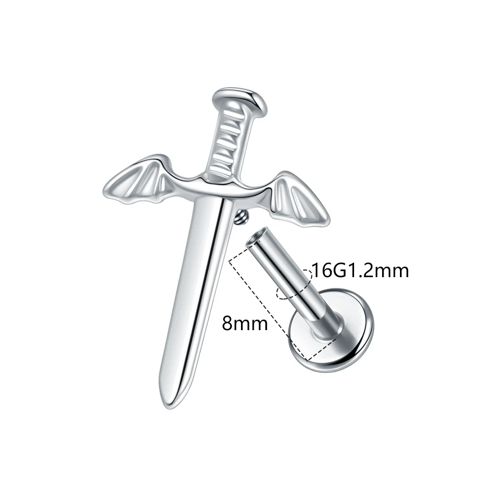 1pc Titanium Marquise Zircon Stud Earring for Women Internally Threaded Helix Tragus Labret Piercing Body Jewelry