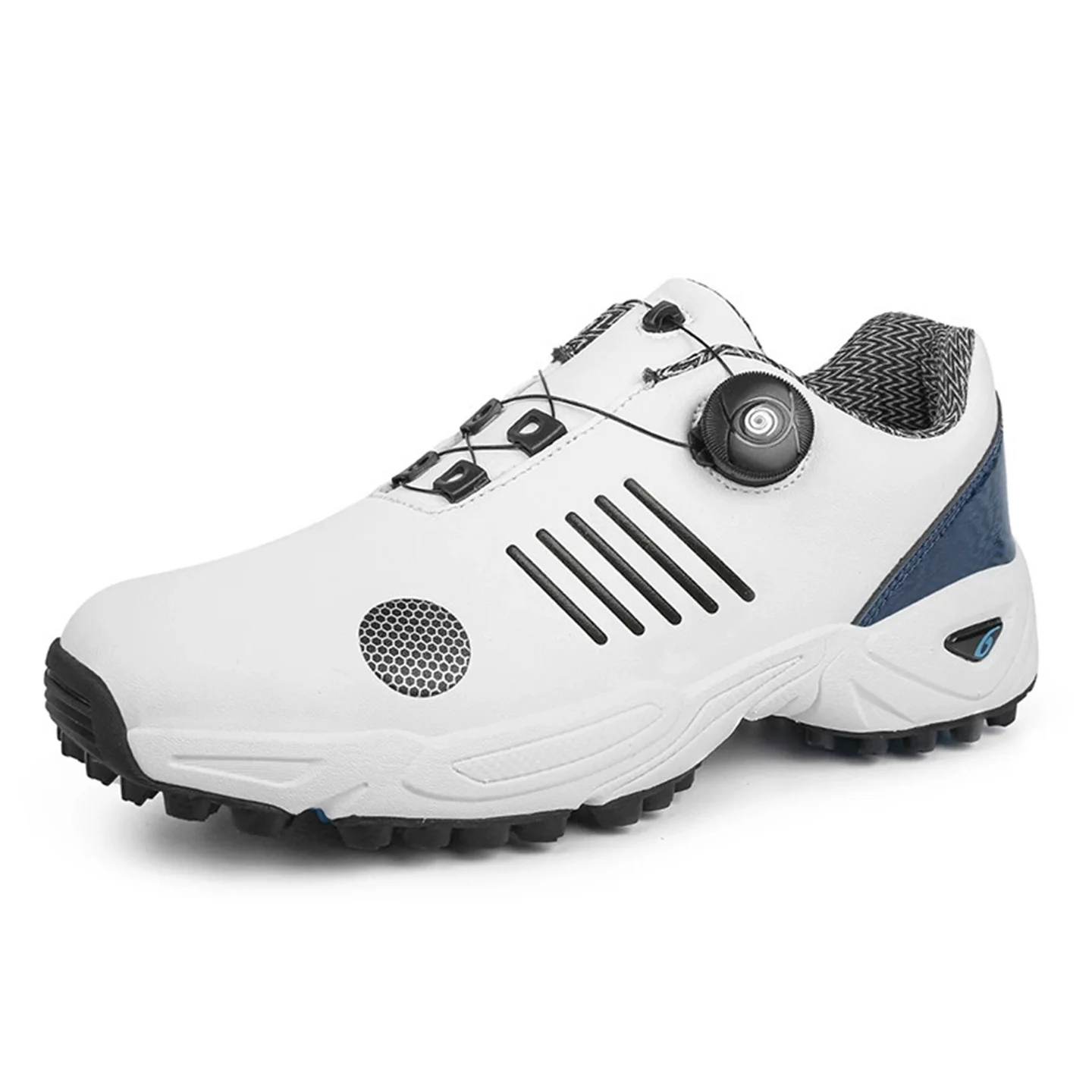 Men's Golf Shoes - Microfiber Leather Waterproof, Rotating Quick Lacing, Rubber Outsole Anti-slip & Shock Outdoor Sports Shoe