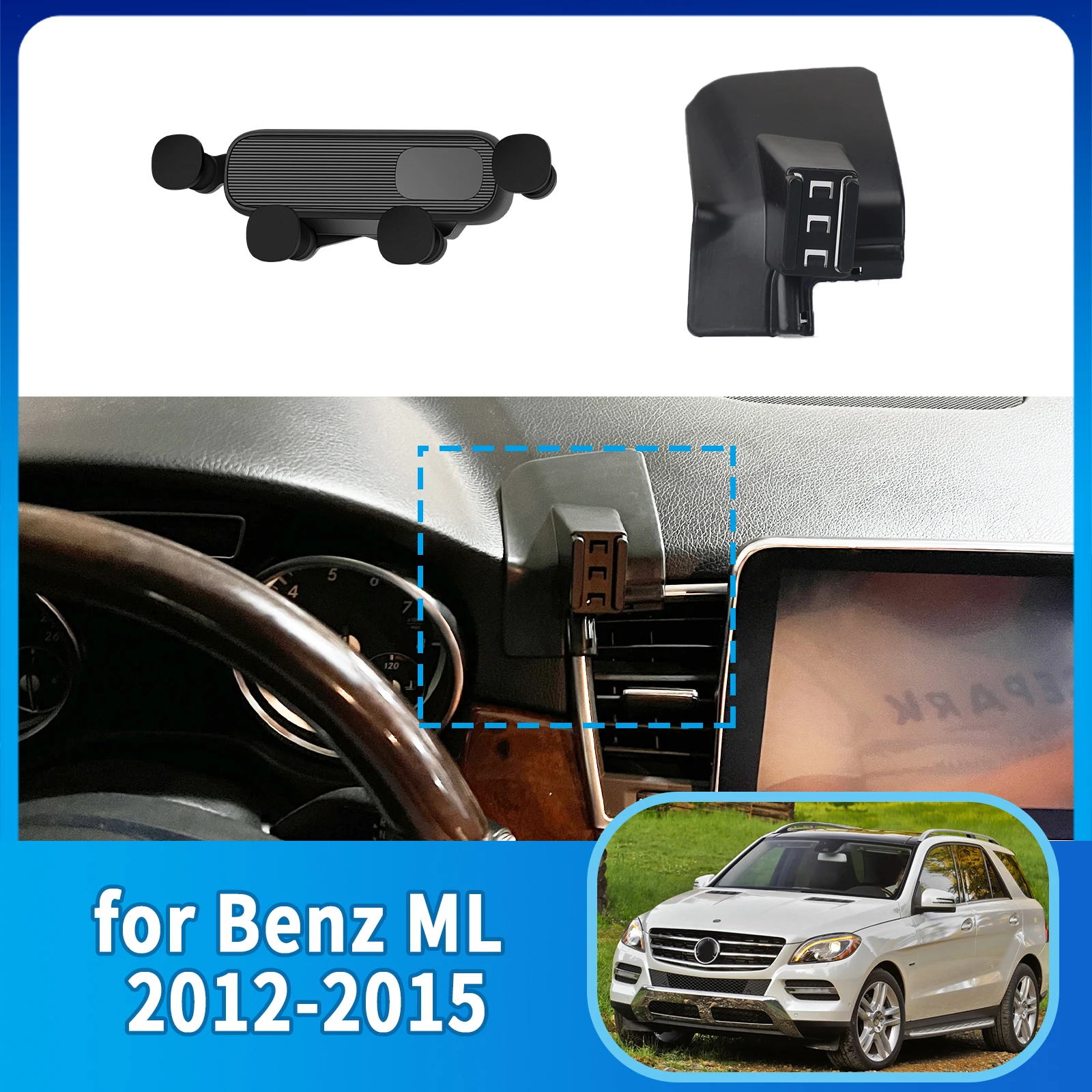 

GPS Bracket Car Mobile Phone Holder for Mercedes Benz ML W164 ML 350 2012~2015 360 Navigation Stand Auto Accessories