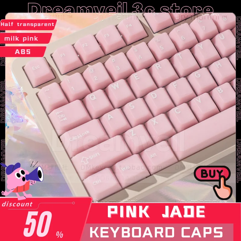 Pink Jade R2 Theme Keycap Set 162key PBT Translucent Keyboard Cap Custom Cherry Profile Key Cap for Mechanical Keyboard 87/75/98