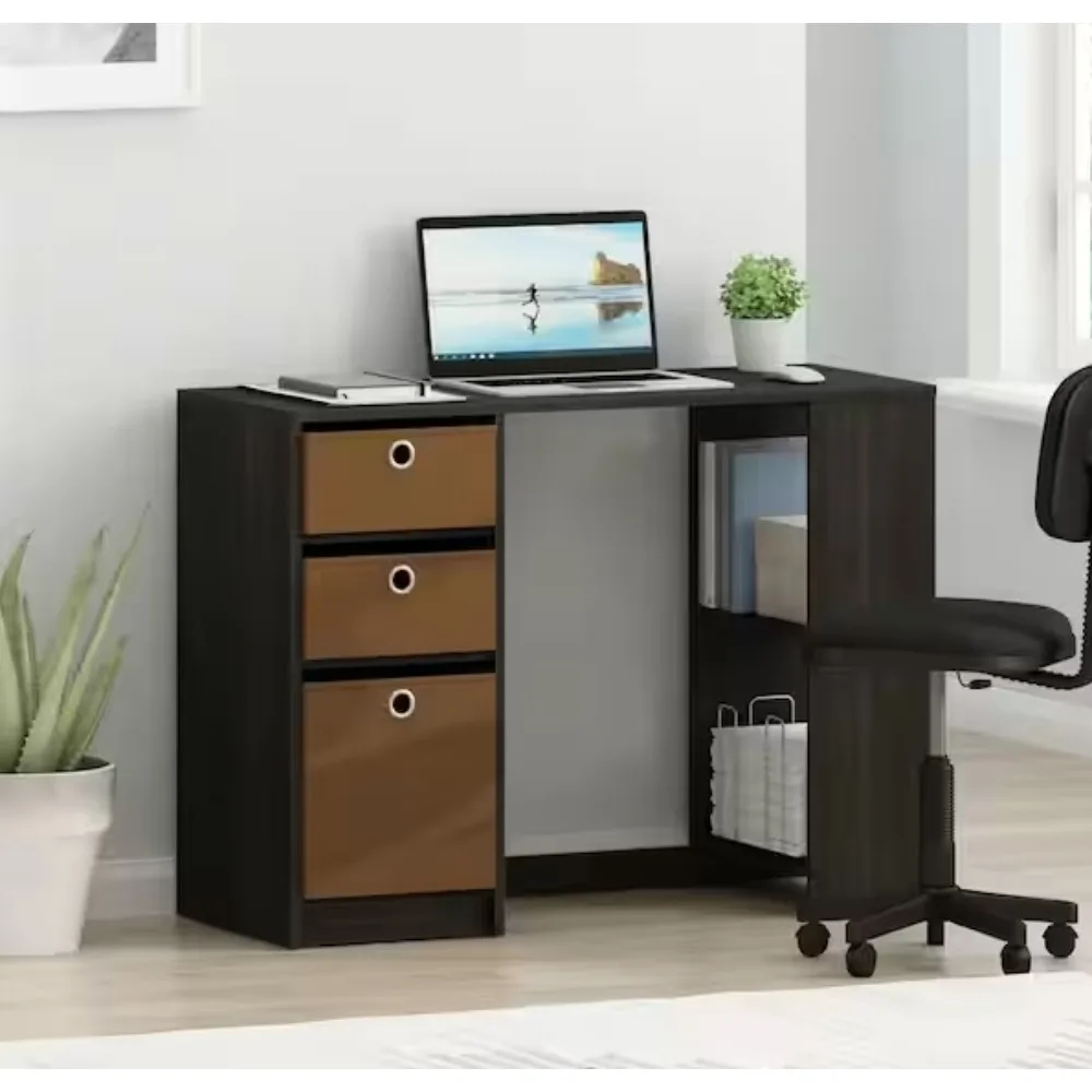 

40 in. Rectangular 3 Drawer Computer Desk with Built-In Storage; Modern Computer Study Desk is designed for space saving.