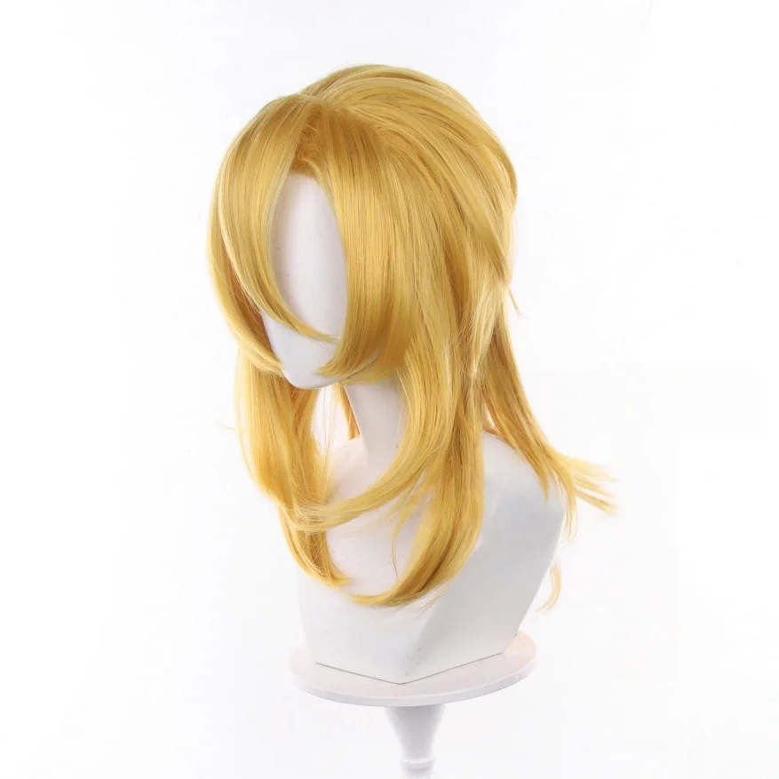 High Quality     Dio Brando Cosplay Wig  Yellow Blonde Heat Resistant Synthetic Hair Anime Wigs + Wig Cap