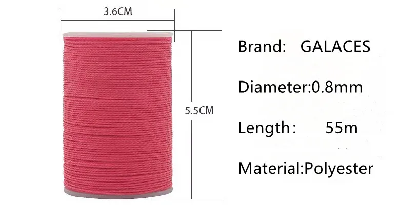 GALACES 0.8mm 55m Round Waxed Polyester Thread String for Leather Sewing Bracelet Weaving DIY Craft