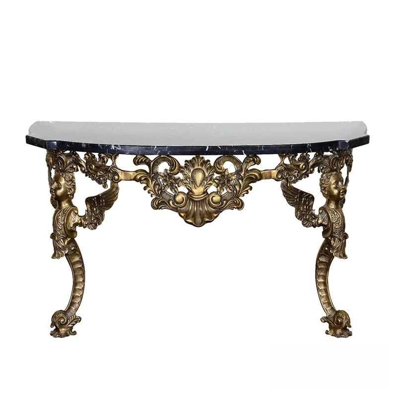 Luxury marble furniture retro texture copper entrance table decorative table