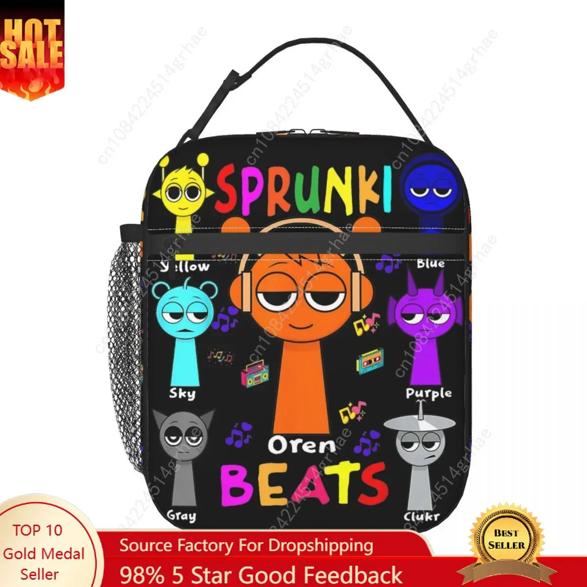 Incredibox Sprunki Insulated Lunch Bag Funny Game Lunch Container Portable Thermal Cooler Bento Box Picnic