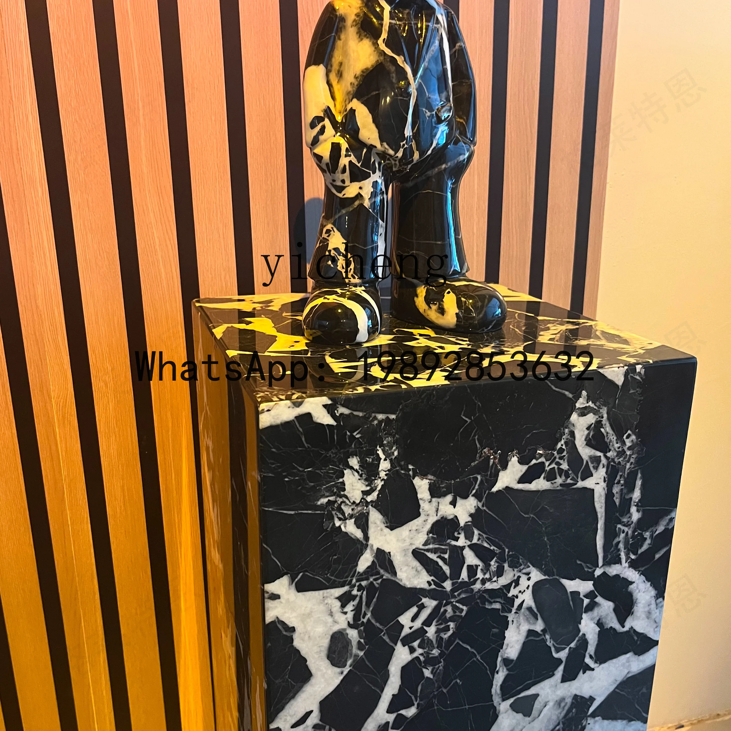 Natural Marble Flower Stand Home Living Room Decorative Base Display Shelf Ornament Display Table