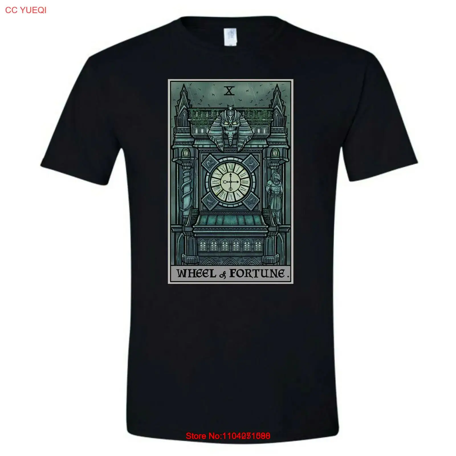 Wheel of Fortune Tarot Card Shirt Clock Tower Witch Gothic Plus Size Clothes