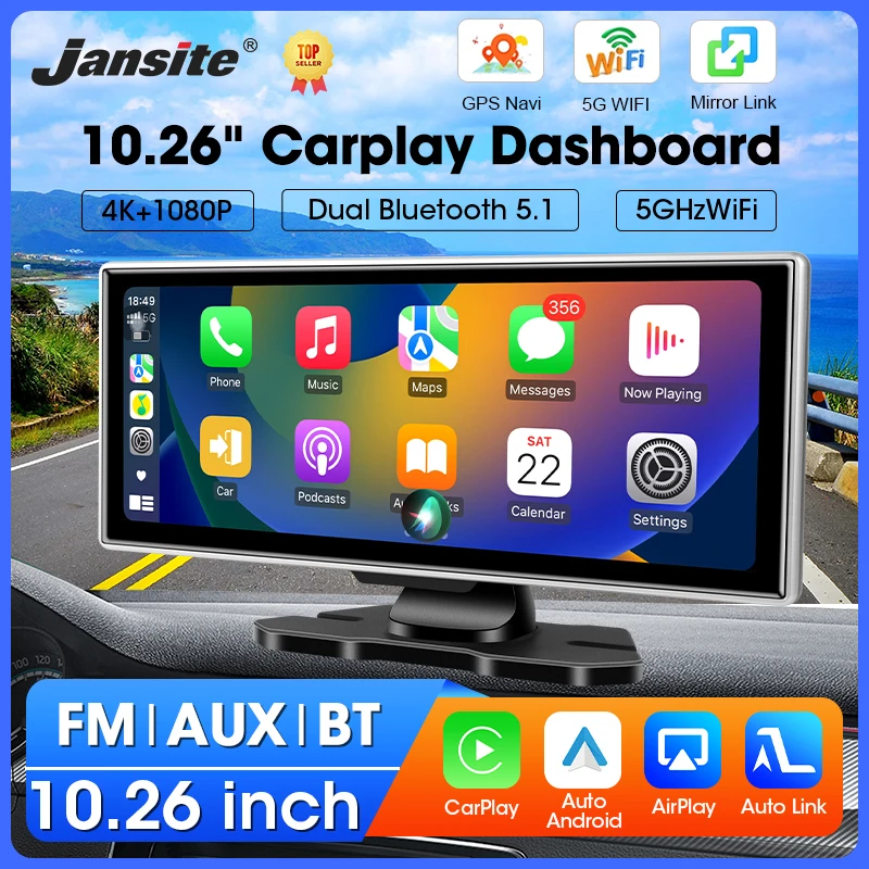 

Portable 11.26" Dash Cam 4K Camera Wireless Carplay & Android Auto Video Recorder Monitor Car DVR GPS Navigation 5G Wifi FM AUX