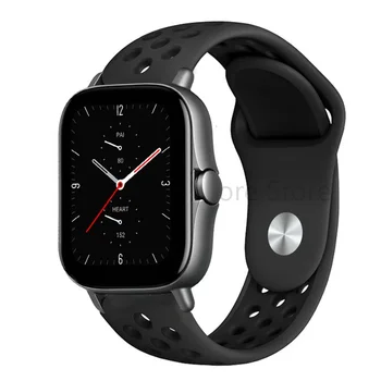 Amazfit 스트랩 실리콘 GTS/2/2e/GTS2 Mini/GTR 42mm/47mm/GTR2/2e/stratos 2/3 스포츠 시계 밴드 Amazfit bip 용 20mm 22mm 팔찌