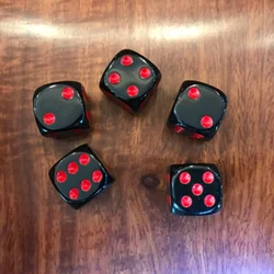 5PCS/Lot new 16mm acrylic Red dot Black rounded dice Play game Dice 6 Sides Teaching Assistant Dice