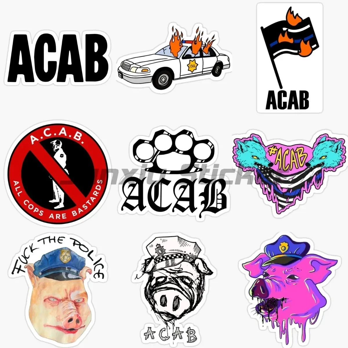 Stupid Police All Cops Are Bastaros ACAB Sticker for Wall Room Car Motorcycle Camper Van Bicycle Laptop Window Waterproof Decal