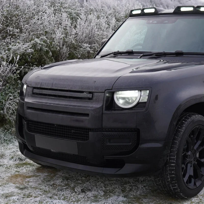 For Land Rover Defender 2020-2022 - Dark Black Medium Grid Grille Trim Hood Logo Kit - Mod Parts