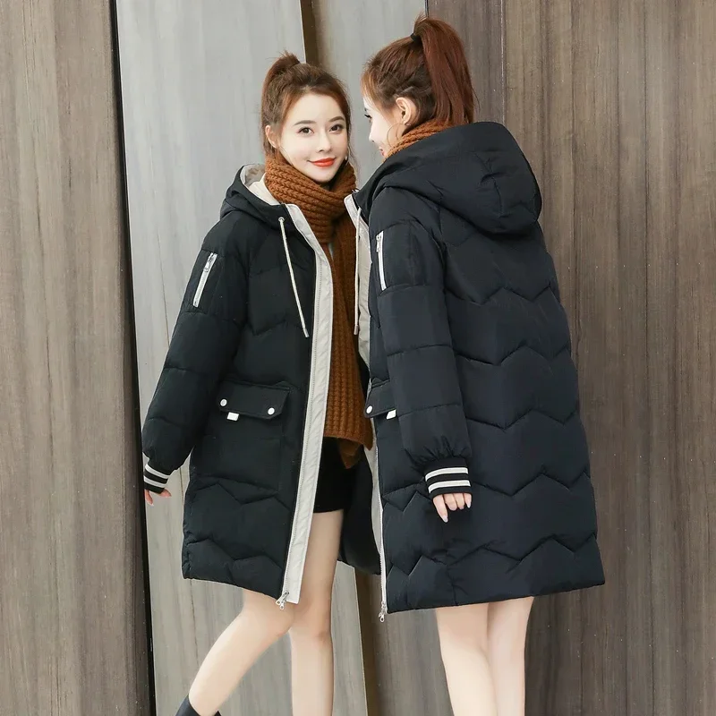 2022 Winter Women Jacket Coats Long Parkas Female Down cotton Hooded Overcoat Thick Warm Jackets Windproof Casual Student Coat