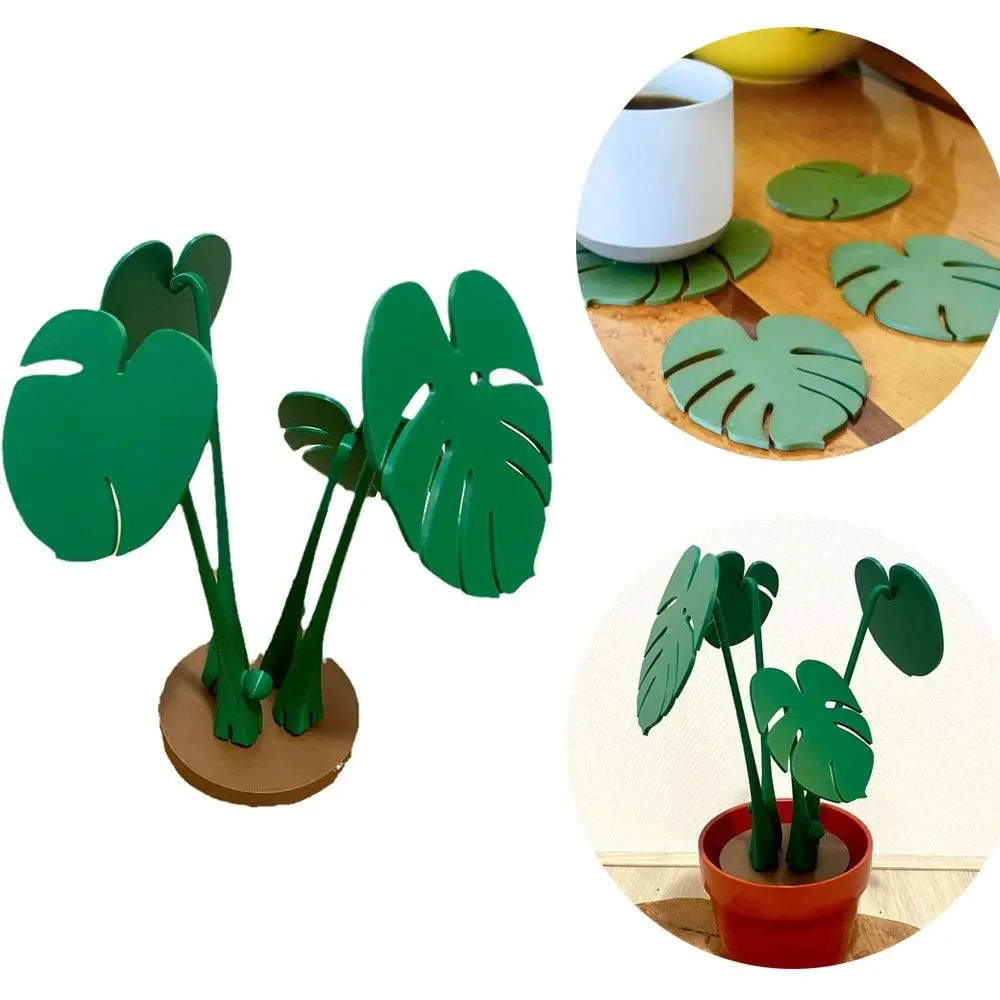 

Multifunctional Plant Coaster Fashionable Plant Fridge Magnets Ornaments Leaf Houseplant Decor 3D Printed Leaf Coaste