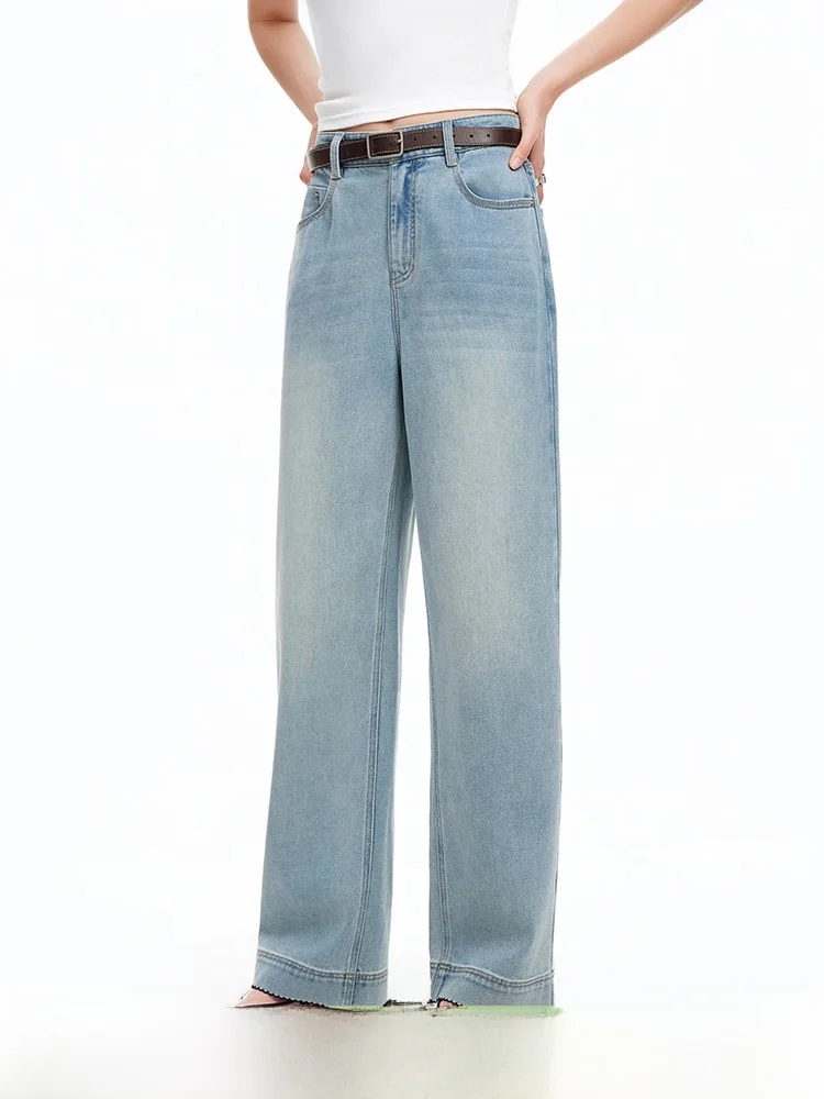 

High Waist Wide Leg Jeans Women's Summer New Style Double Extracted Pants Light Denim French Bread Pants Unique Bundle