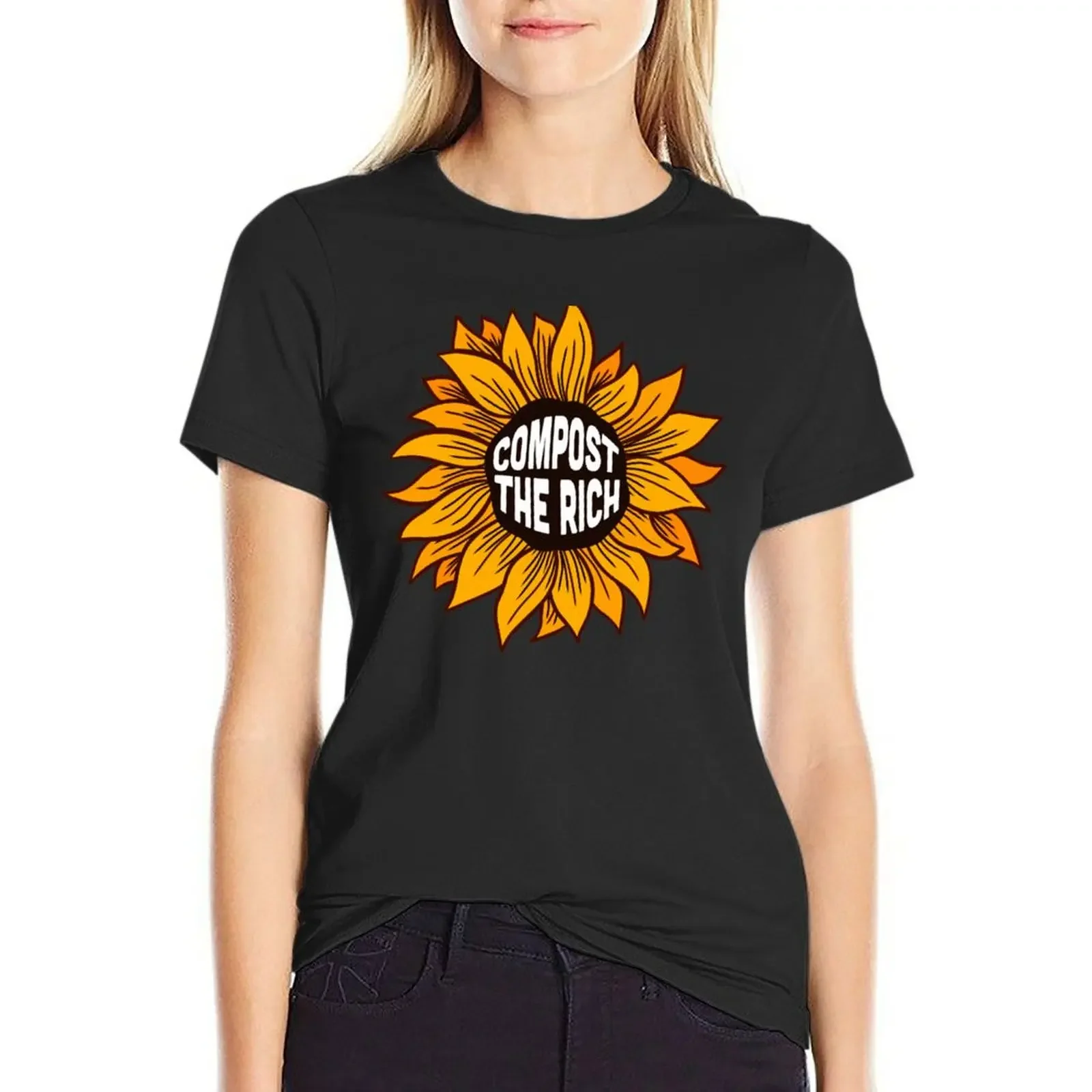 Compost the Rich Sunflower T-shirt tops tees kawaii clothes Women's clothing