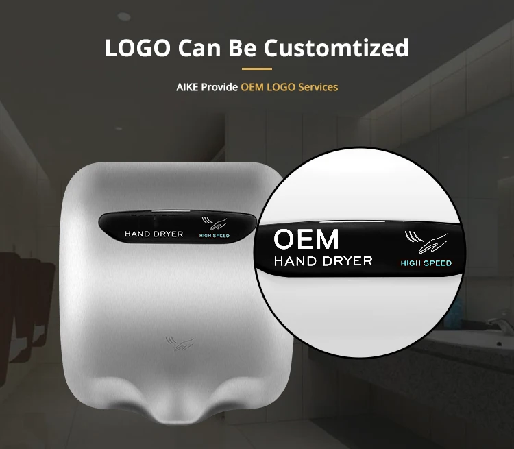 For AK2800B High-Speed Wall-Mounted Electric Automatic Hand Dryer Heavy-Duty Stainless Steel for Hotel Use Fast Drying