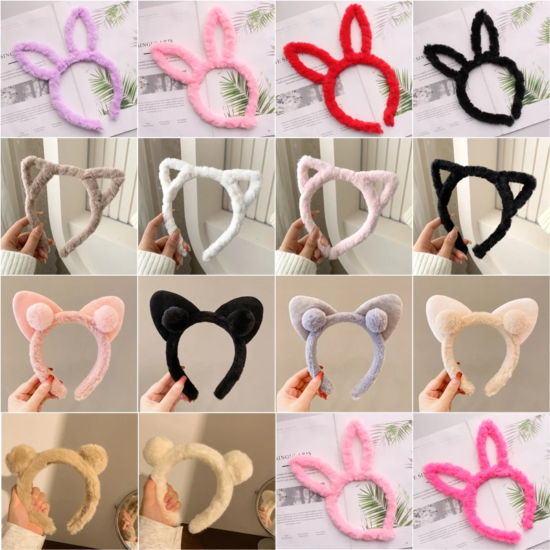 Corea Simple Hairbands Soft Cute Cat Ears Face Wash maschera per il trucco fascia per capelli per il viso per le donne accessori per capelli moda