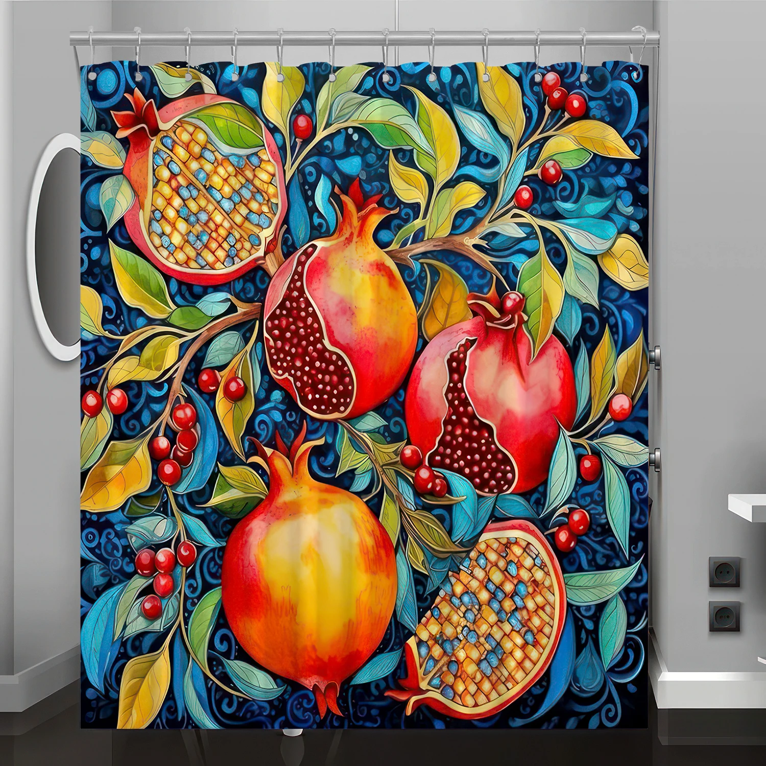 

Pomegranate pattern digital print shower curtain