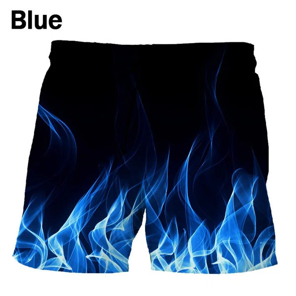 Personality Cool Flame 3D Printed Shorts Men's Hot Summer Outdoor Shorts