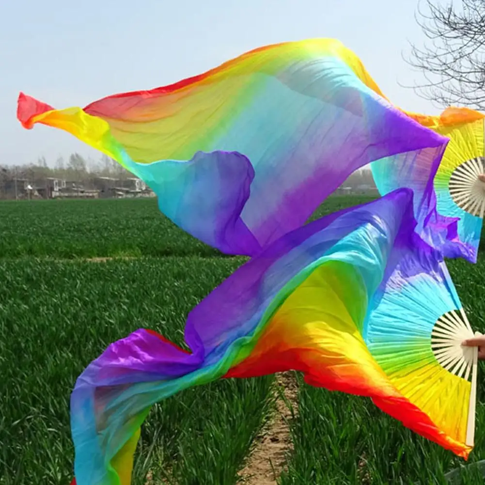 150m Long Dance Fan Simulation Silk Fans Dance Extended Double Sided Adult Performance Fan Double Sided Satin Fans