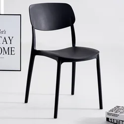 Black Dining Table Chairs Designer Lazy Accent Plastic Chairs Dining Room Adults Balcony Sillas Comedor Home Furniture DC062