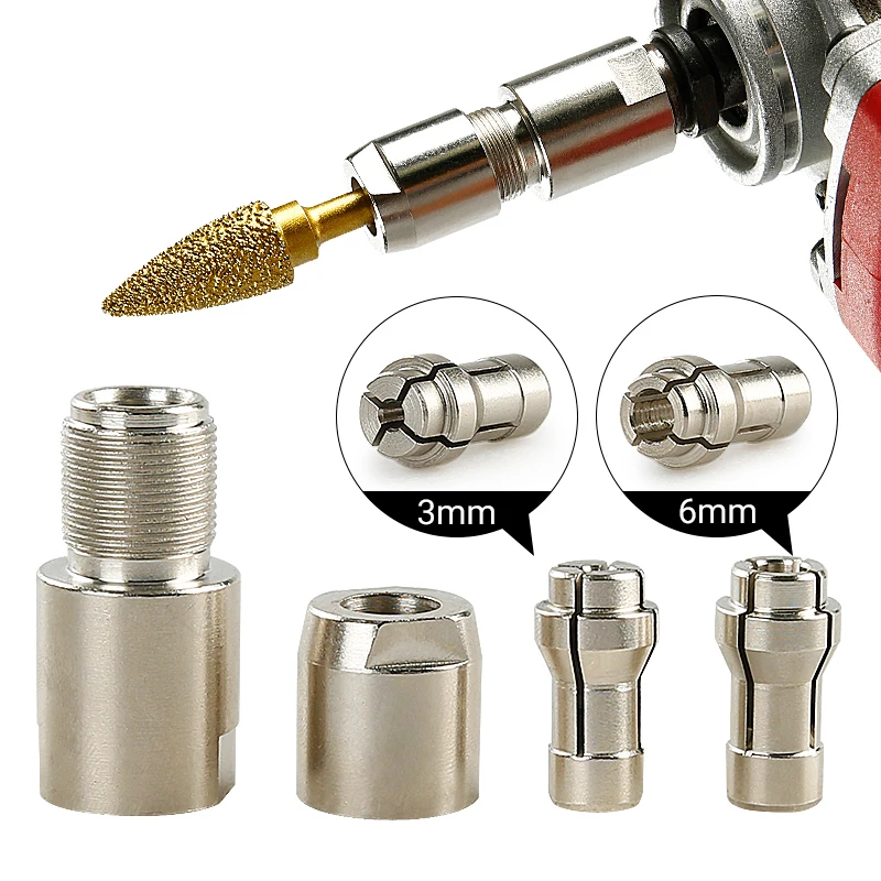 

LOZLIN Angle Grinder To Straight Grinder Adapter 5/8-11 Thread Converter 3mm 6mm 1/8 1/4 Inch Fit DeWalt Makita Rotary Bit Drill Connector Power Hardware Tool Accessory
