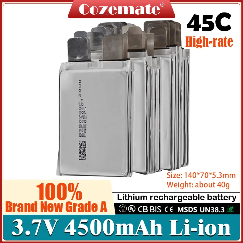 ソーラーストレージシステム用の高速リチウムイオンバッテリーセル、キャンピングカー用のDIYパワーパック、あらゆるデバイスの過充電、3.7v、4500mah、45c