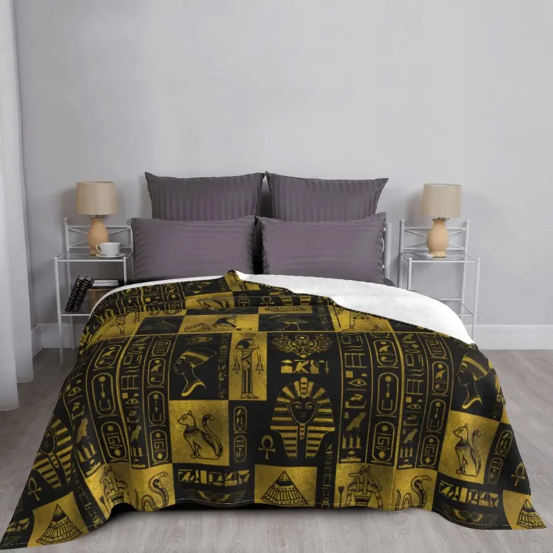 

Egyptian Egypt Pharaoh Ethnic Ancient Flannel Awesome Throw Blanket for Sofa Bedding Lounge Rug Piece