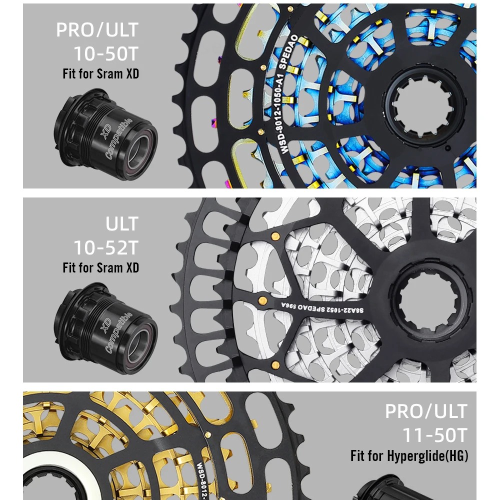 SPEDAO 12 Speed MTB Cassette 10-52T 10-50T 11-50T XD HG Freewheel Lightweight CNC K7 Sprocket Drivetrain Upgrade Bike Parts