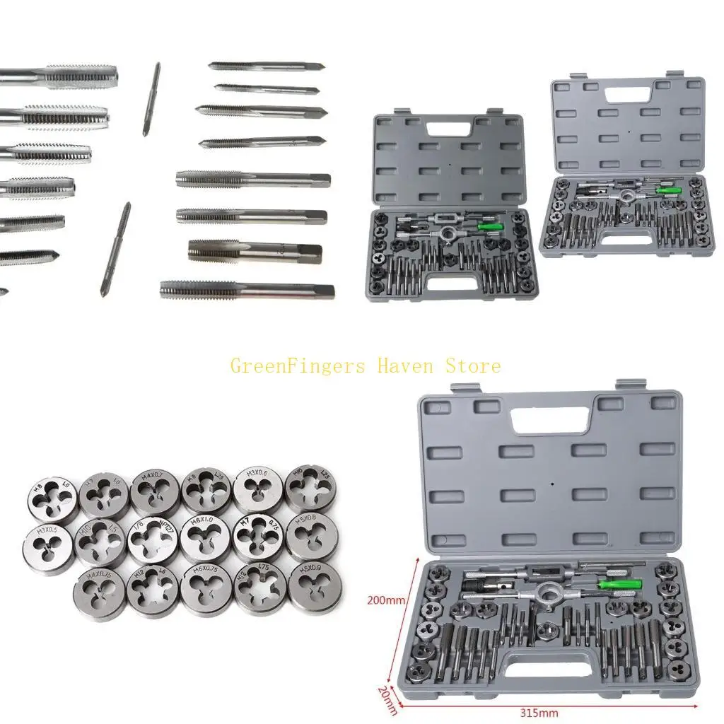 F68D 40 Pcs Metric Tap Die Set Hand Threading Tool Alloy Steel Screw Thread Bit