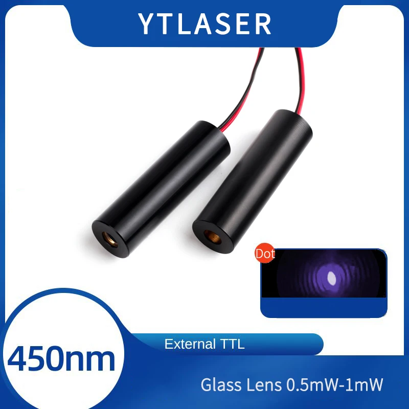 Aluminum External TTL 450nm Blue 12x40mm Glass lens 0.5mw 1mw Laser Module For Marking Machine Alignment Laser