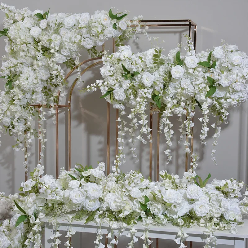 New hanging lily of the valley floral wedding stage background arrangement arch window exhibition hall decoration row of flowers